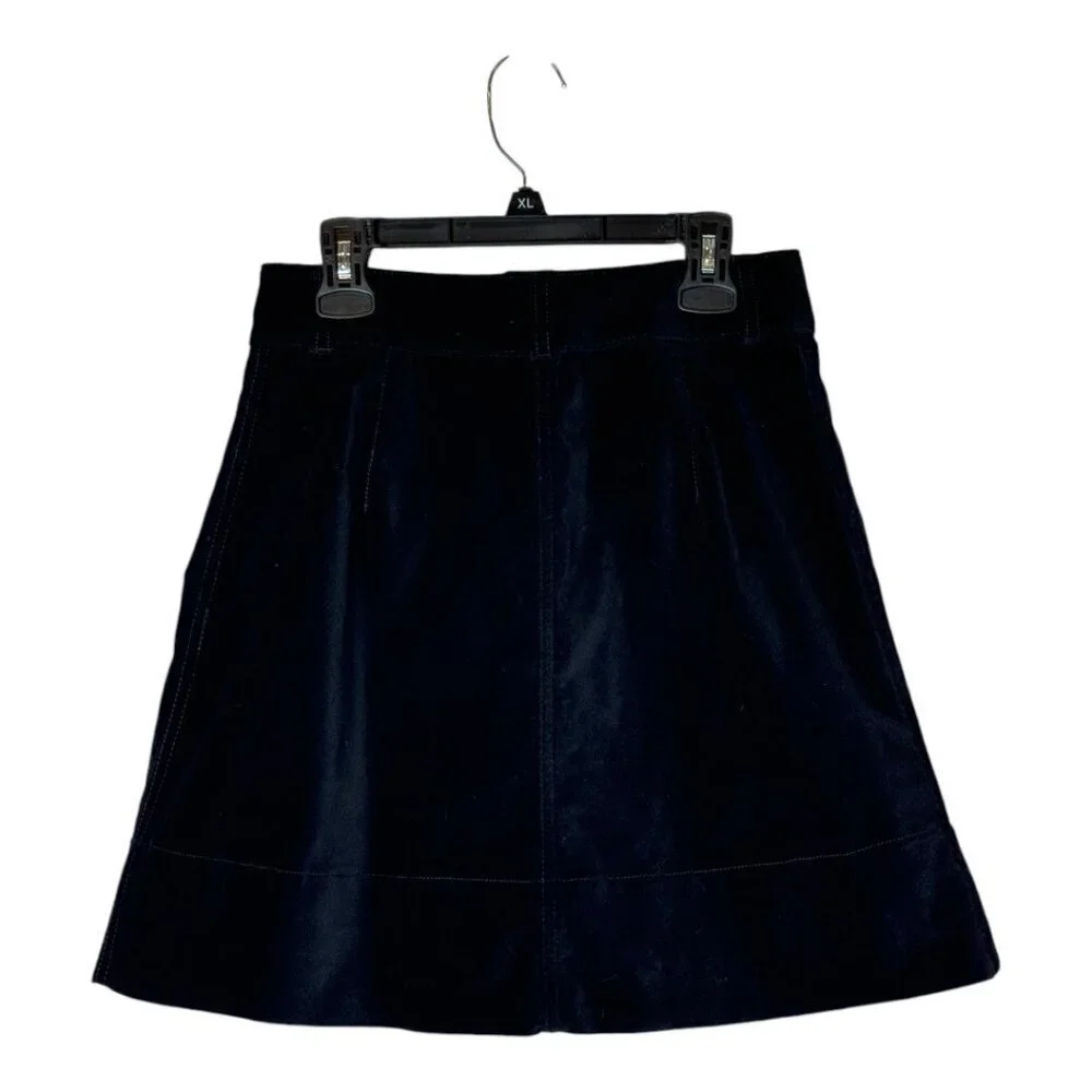 Kate Spade Broome Street Skirt‎ Women 00 Black Velvet Button Front A Line Mini